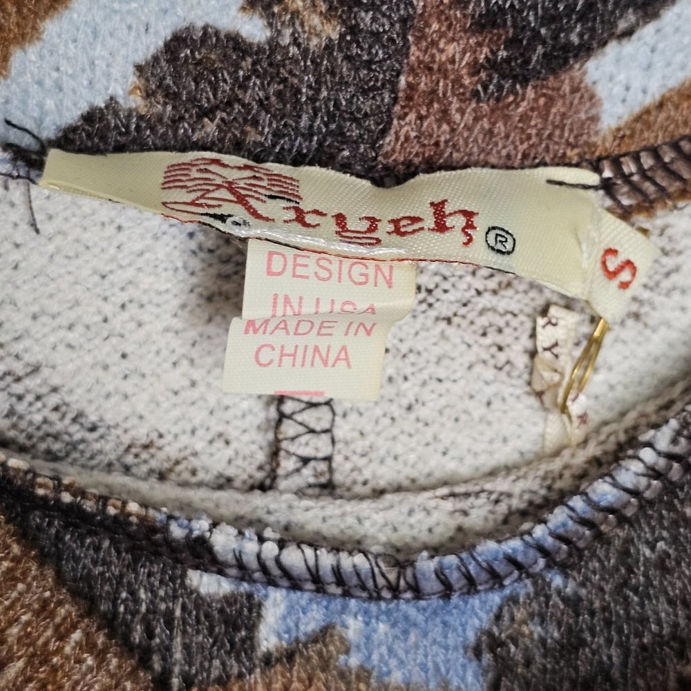 NWT Aryeh Women's Blue/Mocca Poncho Size Small - Picture 2 of 6
